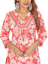Amchoor Red Cotton Floral Print Kurti Set for Women's