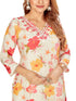 Amchoor Beige Muslin Floral Print Kurti Set for Women's