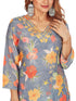 Amchoor Grey Muslin Floral Print Kurti Set for Women's