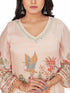 Amchoor Cream Chinon Floral Print KURTI SET for Women's