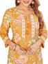 Amchoor Mustard Cotton Floral Print Kurti Set for Women's