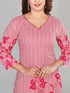 Amchoor Pink Cotton Floral Print KURTI SET for Women's