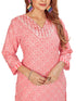 Amchoor Pink Cotton Batik Pattern Kurti Set for Women's