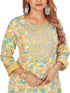 Amchoor Yellow Cotton Floral Print Kurti Set for Women's