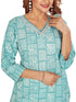 Amchoor Teal Cotton Ethnic Motifs Kurti Set for Women's