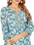 Amchoor Teal Cotton Floral Print Kurti Set for Women's