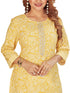 Amchoor Yellow Cotton Floral Print Kurti Set for Women's