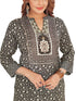 Amchoor Black Viscose Silk Floral Print Kurti Set for Women's