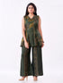 Amchoor Green Dola Silk Digital Prints Kurti Pant Set for Womens