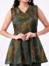 Amchoor Green Dola Silk Digital Prints Kurti Pant Set for Womens