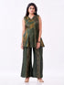 Amchoor Green Dola Silk Digital Prints Kurti Pant Set for Womens
