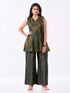Amchoor Green Dola Silk Digital Prints Kurti Pant Set for Womens