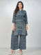 Amchoor Blue Crepe Digital Prints Kurta and Trouser Set for Womens