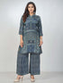 Amchoor Blue Crepe Digital Prints Kurta and Trouser Set for Womens