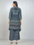 Amchoor Blue Crepe Digital Prints Kurta and Trouser Set for Womens
