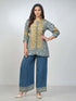 Amchoor Blue Crepe Digital Prints Kurta and Trouser Set for Womens
