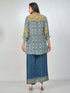Amchoor Blue Crepe Digital Prints Kurta and Trouser Set for Womens