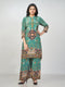 Amchoor Green Crepe Floral Kurti Pant Set for Womens