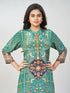 Amchoor Green Crepe Floral Kurti Pant Set for Womens