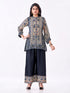 Amchoor Blue Crepe Digital Prints Kurti Pant Set for Womens
