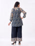 Amchoor Blue Crepe Digital Prints Kurti Pant Set for Womens