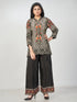 Amchoor Black Crepe Floral Kurti Pant Set for Womens