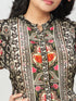 Amchoor Black Crepe Floral Kurti Pant Set for Womens