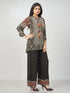 Amchoor Black Crepe Floral Kurti Pant Set for Womens