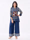 Amchoor Blue Crepe Digital Prints Kurti Pant Set for Womens
