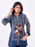 Amchoor Blue Crepe Digital Prints Kurti Pant Set for Womens