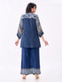 Amchoor Blue Crepe Digital Prints Kurti Pant Set for Womens