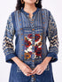 Amchoor Blue Crepe Digital Prints Kurti Pant Set for Womens