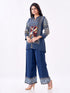Amchoor Blue Crepe Digital Prints Kurti Pant Set for Womens