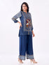 Amchoor Blue Crepe Digital Prints Kurti Pant Set for Womens