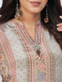 Amchoor Grey crepe Digital Prints Kurta and Trouser Set for Womens