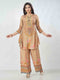Amchoor Beige Crepe Digital Prints Kurta And Trouser Set For Womens