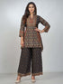 Amchoor Black Viscose silk Digital Prints Kurta and Trouser Set for Womens