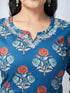 Amchoor Blue Cotton Floral Kurta Sets For Womens