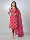 Amchoor Fuchsia Cotton Floral Kurta Sets For Womens