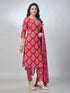 Amchoor Fuchsia Cotton Floral Kurta Sets For Womens