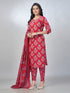 Amchoor Fuchsia Cotton Floral Kurta Sets For Womens