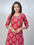 Amchoor Fuchsia Cotton Floral Kurta Sets For Womens