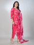 Amchoor Pink Cotton Floral Kurta Sets For Womens