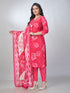 Amchoor Pink Cotton Floral Kurta Sets For Womens