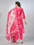 Amchoor Pink Cotton Floral Kurta Sets For Womens