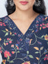 Amchoor Navy Cotton Floral Kurta Sets For Womens