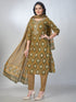 Amchoor Green Cotton Floral Kurta Sets For Womens