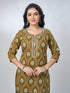 Amchoor Green Cotton Floral Kurta Sets For Womens