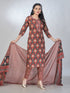 Amchoor Maroon Cotton Floral Kurta Sets For Womens