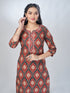 Amchoor Maroon Cotton Floral Kurta Sets For Womens